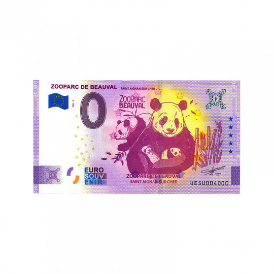 Billet souvenir 0 euro violet Pandas
