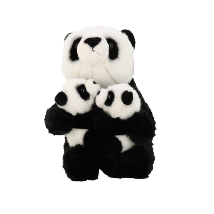 Peluche panda Shan et ses bébés