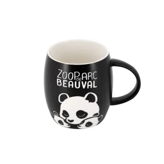 Mug noir mat gravé panda et ses bébés