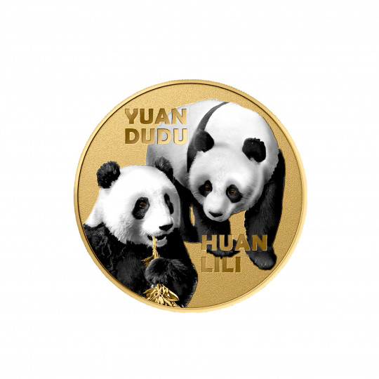 Médaille Monnaie de Paris colorisée pandas jumelles 2024