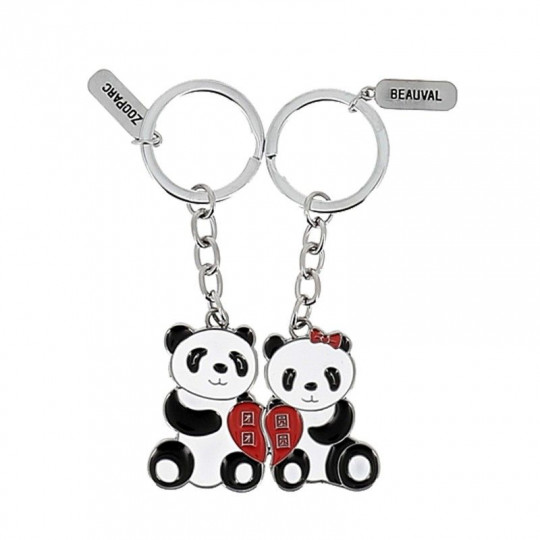 Porte-clé panda duo coeur